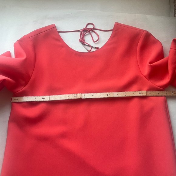 Suncoo Paris Coral Orange Open Back Cocktail Flounce Sleeve Top Blouse T-shirt - Picture 8 of 8